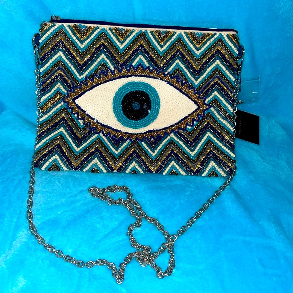 Handcrafted Beaded Evil Eye Crossbody/clutch purse